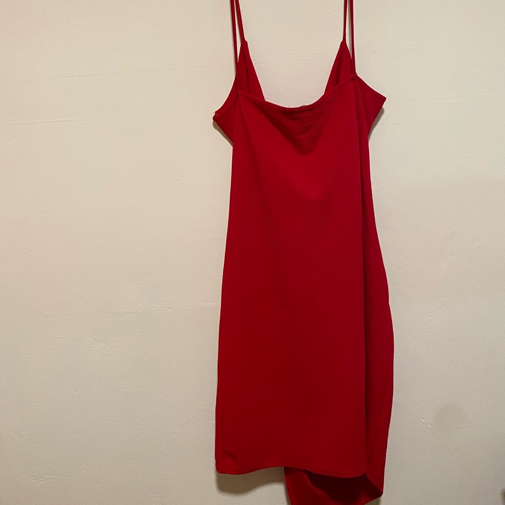 Plus Lauriell Red Wrap Front Crepe Midi Dress - Picture 5 of 6
